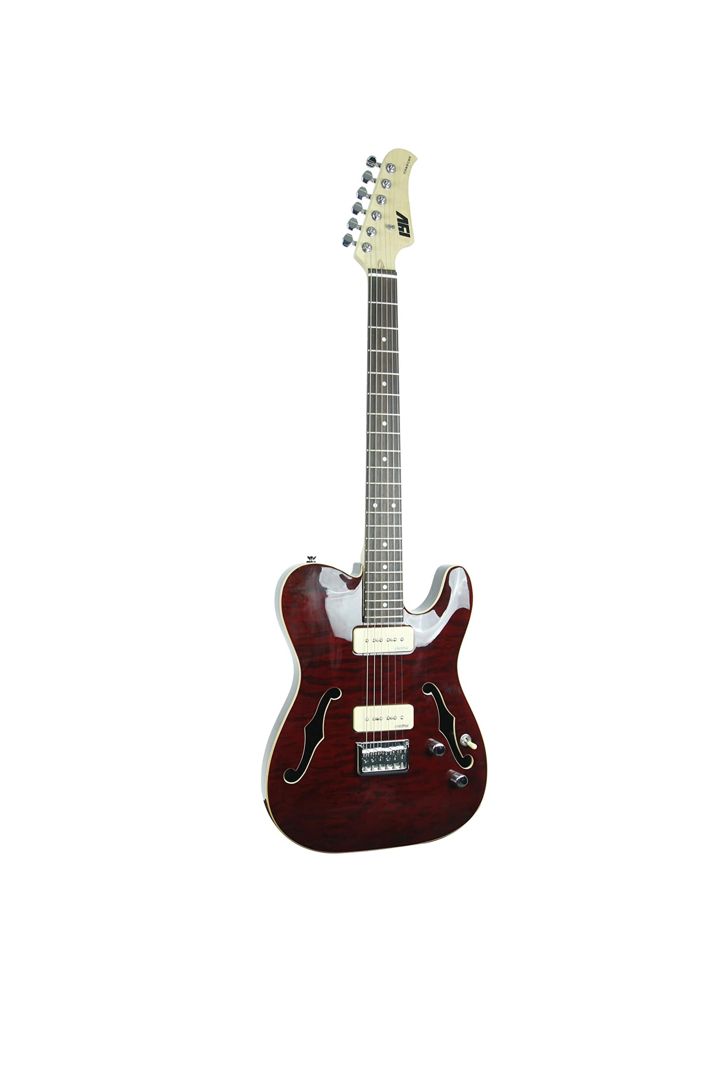 IYV ITF-450 TL Solid Top Semi Hollow Body Electric Guitar, Trans Red