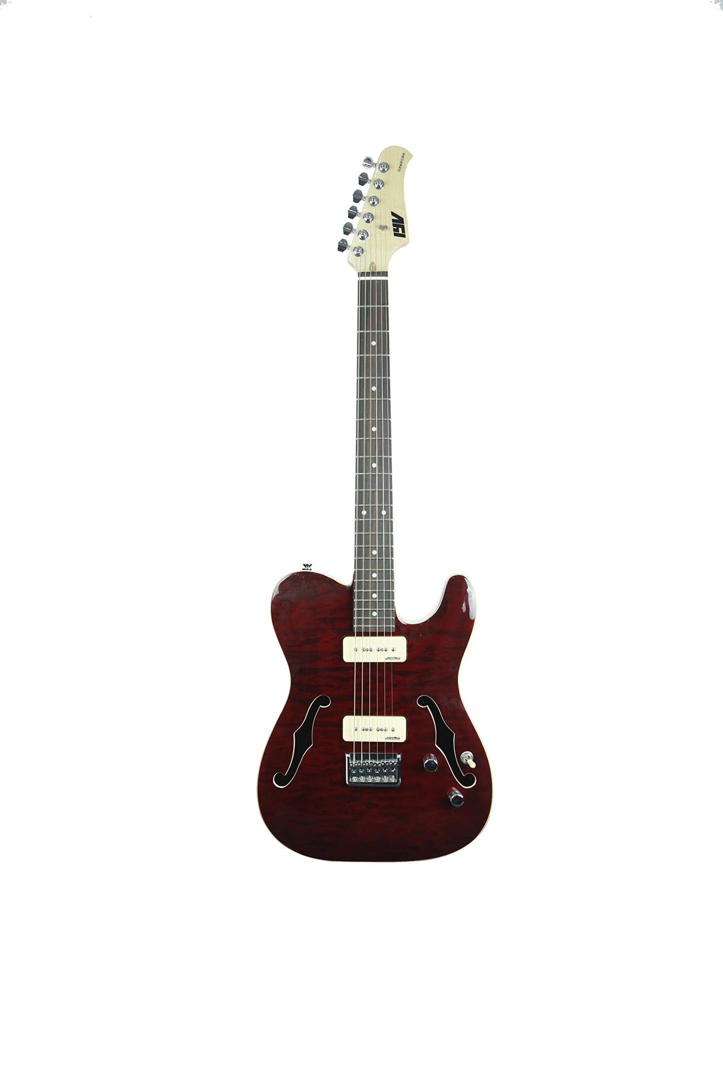 IYV ITF-450 TL Solid Top Semi Hollow Body Electric Guitar, Trans Red