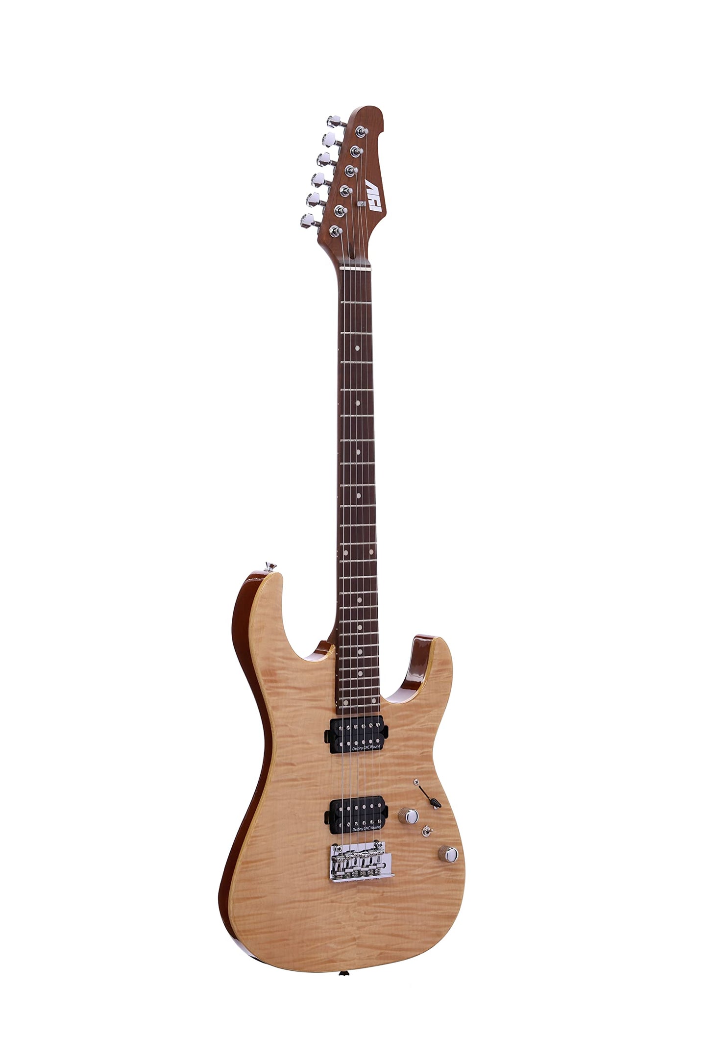 IYV- IS-400-HH Solid Body with Flame Maple, H-H Pickup Configuration, Natural