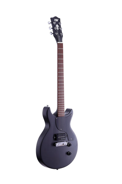 IYV ILJR-200 6 String Solid-Body Electric Guitar, Black