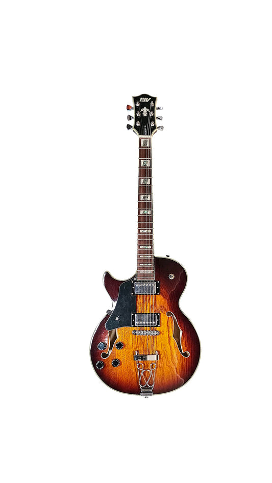 IYV- IJZ-300 LH, Jazz Solid hollow-Body Electric Guitar, Tobacco Sunburst, Left hand